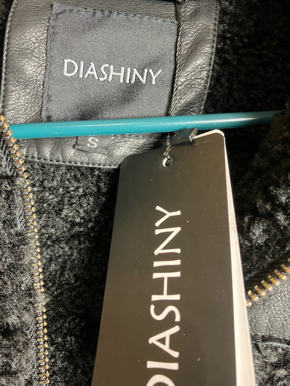 DASHNY Black Shearling Trim Leather Jacket - Picture 2 of 10
